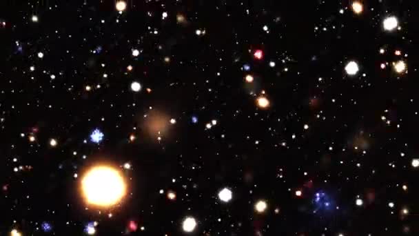 Parlak Işık Yıldızı Düşen Uzay Galaksisi Bilim Parçacıkları Özel Efektleri — Stok video