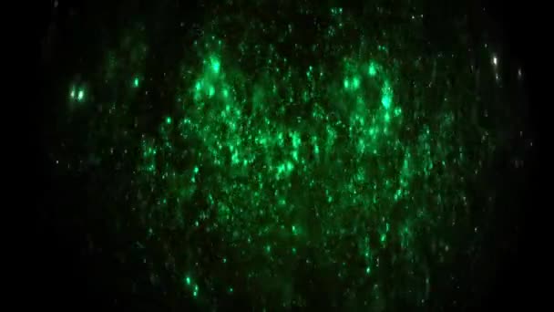 Orbes Verdes Giratorios Galaxy Vía Láctea Ciencia Espacial Fondo Oscuro — Vídeo de stock