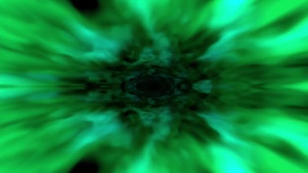 Green Foggy Nebula Space Tunnel Movement — Stok Video