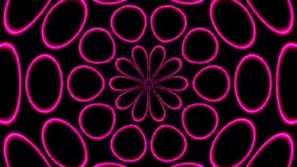 Psychedelisch Rood Paars Tien Sided Kaleidoscoop Mandala Patroon Pulserende Zwarte — Stockvideo