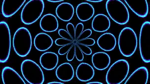 Psychedelisch Blauw Paars Tien Sided Kaleidoscoop Mandala Patroon Pulserende Zwarte — Stockvideo