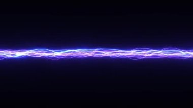 Yatay Elektrik Akım Neon Işıklandırma Animasyonu Karanlık Arkaplan Döngüsü