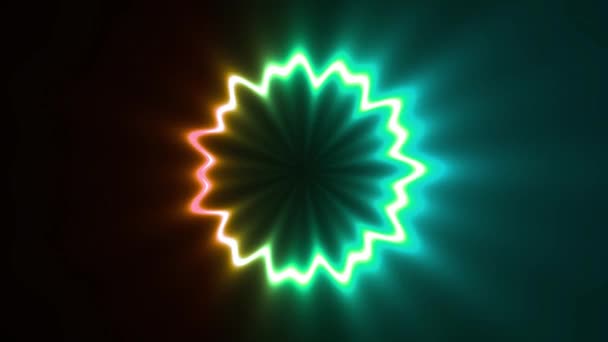 Okrągłe Neonowe Światło Obracające Się Animacji Ciemnym Tle — Wideo stockowe