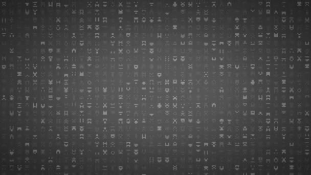 Ψηφιακή Εξωγήινη Γλώσσα Glyph Matrix Λάμψη Διαβαθμίσεις Του Γκρι — Αρχείο Βίντεο