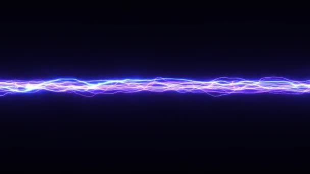 Horizontal Electric Current Neon Color Lighting Animation Dark Background Loop — Stock Video