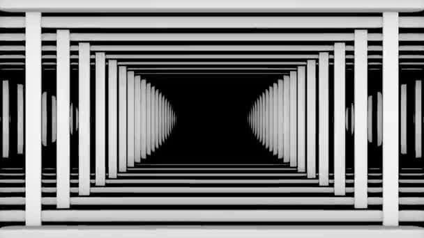 Schwarz Weiße Endlose Korridorreihe Repetitive Animation Dunkler Hintergrundschleife — Stockvideo