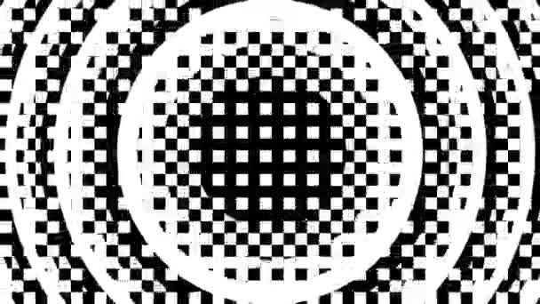 Dither Radial Wave Black White Square Pixel Repetitive Animation — 图库视频影像