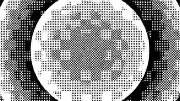Dither Radiale Welle Schwarz Weiß Quadratische Pixel Repetitive Animation — Stockvideo