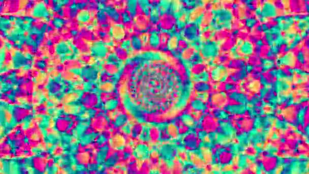 Radialny Spiralny Witraż Mandala Kalejdoskop Kolorowy Design — Wideo stockowe