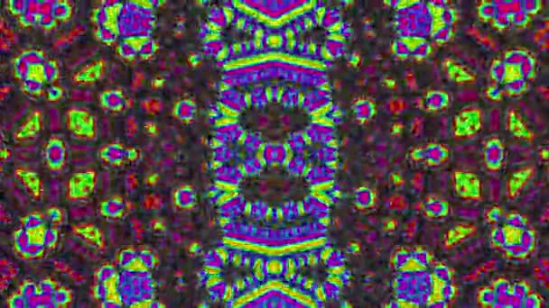 Espelho Simétrico Mandala Caleidoscópio Colorido Brilhante Tribal Design — Vídeo de Stock
