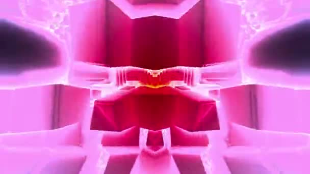 Červený Abstraktní Kaleidoskop Zrcadlo Mandala Dimenzionální Box Smyčka — Stock video