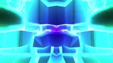 Mavi Soyut Kaleydoskop Ayna Mandala 3 Boyut Kutusu Döngüsü