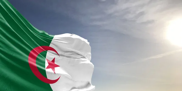 Algeria National Flag Cloth Fabric Waving Beautiful Background — Stock Photo, Image