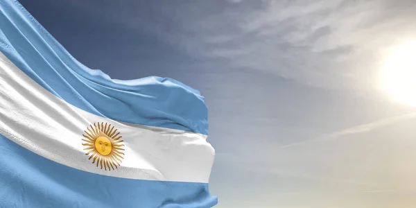 Аргентинська Національна Тканина Прапором Махає Прекрасним Тлом — стокове фото