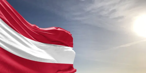 Rakousko Národní Vlajkové Tkaniny Vlnění Krásné Šedé Obloze Pozadí — Stock fotografie