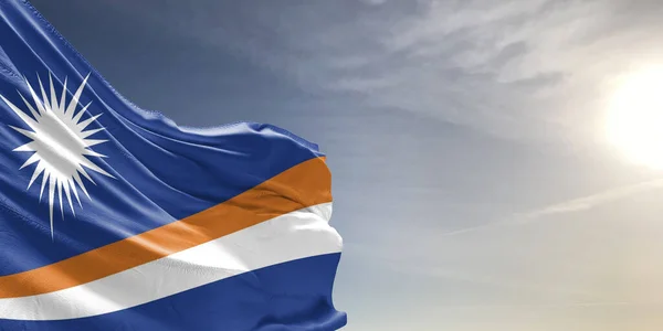 Tela Tela Bandera Nacional Las Islas Marshall Ondeando Sobre Hermoso —  Fotos de Stock