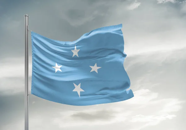 Micronesië Federale Staten Van Micronesië Nationale Vlag Doek Zwaaien Mooie — Stockfoto