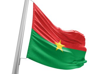 Burkina Faso Ulusal Bayrak Kumaşı Güzel Şehir Arkaplanı 'nda sallanıyor.