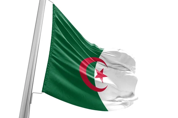 Algeria National Flag Cloth Fabric Waving Beautiful City Background — Stock Photo, Image