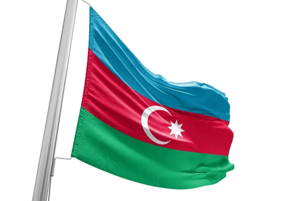 Azerbeidzjan Nationale Vlag Doek Zwaaien Prachtige Stad Achtergrond — Stockfoto
