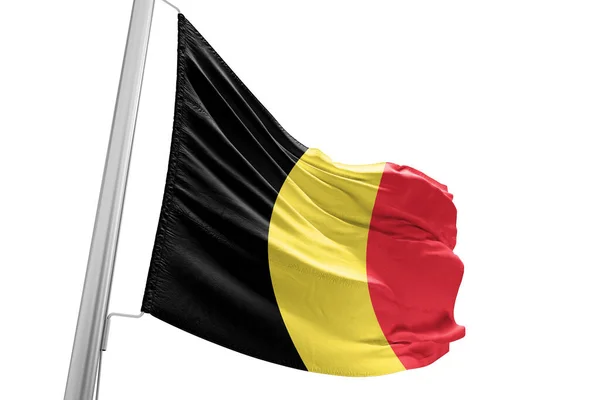 Belgiumnárodní Vlajkové Tkaniny Vlnění Krásném Městském Pozadí — Stock fotografie