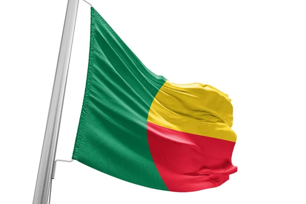 Benin Nationalflagge Stoff Weht Auf Schönen City Background — Stockfoto