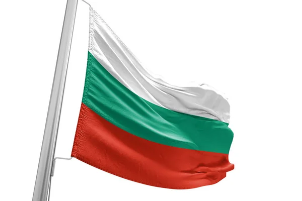 Bulgarien National Flagga Tyg Viftar Vacker Stad Bakgrund — Stockfoto