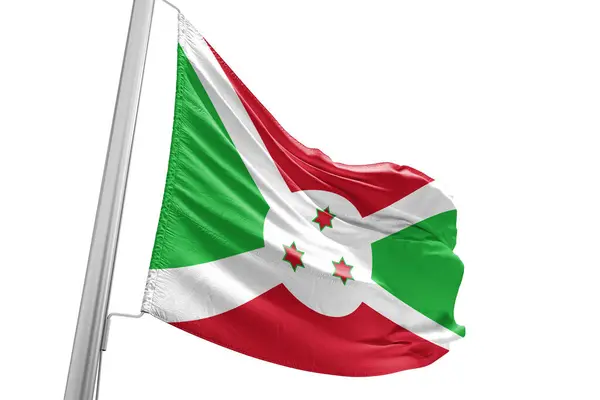 Burundi Narodowa Tkanina Flagowa Machanie Pięknym Tle Miasta — Zdjęcie stockowe