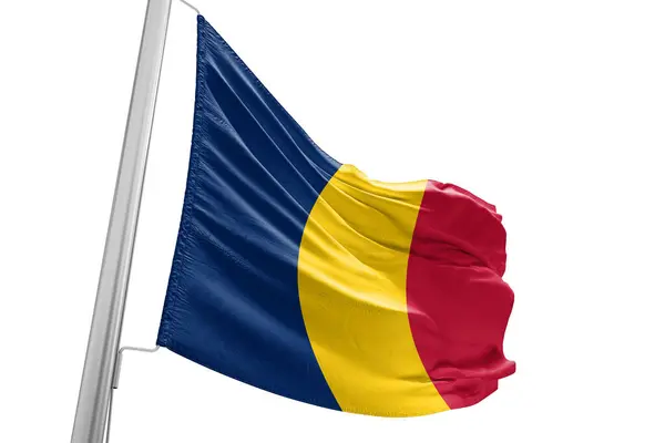 Tsjaad Nationale Vlag Doek Zwaaien Mooie Stad Achtergrond — Stockfoto