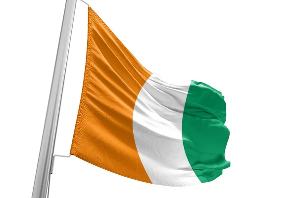 Elfenbenskustens Nationella Flagga Tyg Viftar Vacker Stad Bakgrund — Stockfoto