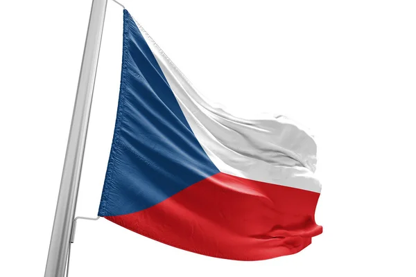 Czech Republic National Flag Cloth Fabric Waving Beautiful City Background — Stock Photo, Image