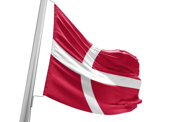 Dánsko Národní Vlajkové Tkaniny Vlnění Krásném Městském Pozadí — Stock fotografie