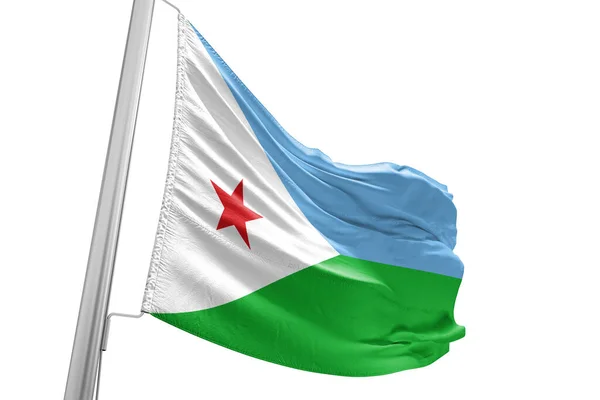 Stock image Djibouti national flag cloth fabric waving on beautiful City Background.