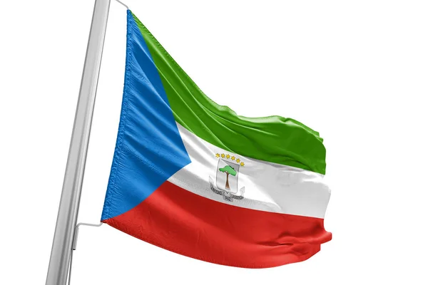 Equatoriaal Guinee Nationale Vlag Doek Zwaaien Mooie Witte Achtergrond — Stockfoto