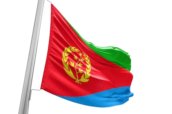 Eritrea National Flag Cloth Fabric Waving Beautiful White Background — Stock Photo, Image