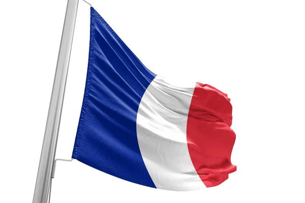 Ткань Национального Флага Франции Размахивая Красивом Белом Фоне — стоковое фото