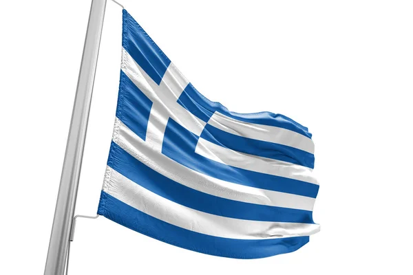 Greece National Flag Cloth Fabric Waving Beautiful White Background — Stock Photo, Image