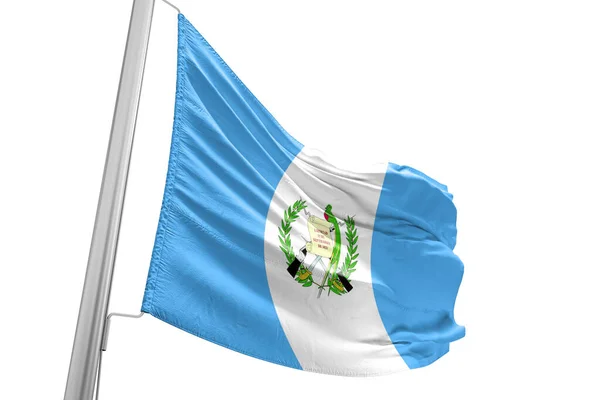 危地马拉国旗布织物在美丽的白色背景上飘扬 — 图库照片