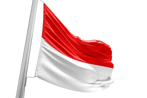 Indonézia Nemzeti Zászló Szövet Integetett Gyönyörű Fehér Háttér — Stock Fotó