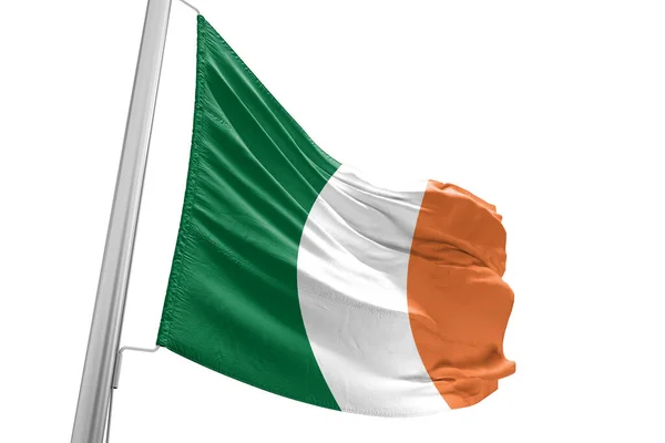 Ιρλανδία Εθνικό Πανί Σημαία Κυματίζει Όμορφο Λευκό Φόντο — Φωτογραφία Αρχείου