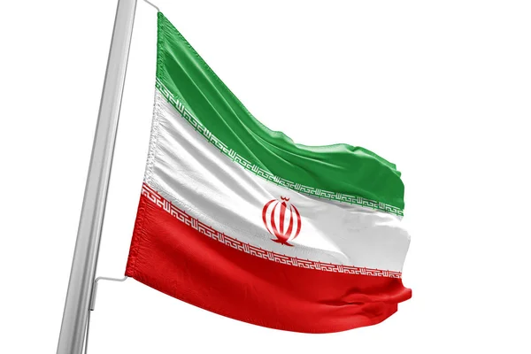 Ткань Национального Флага Ирана Размахивающая Красивом Белом Фоне — стоковое фото