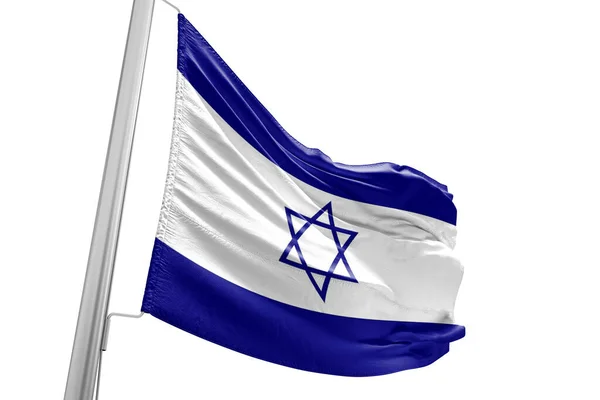 Izrael Narodowy Sztandar Tkanina Macha Pięknym Białym Tle — Zdjęcie stockowe