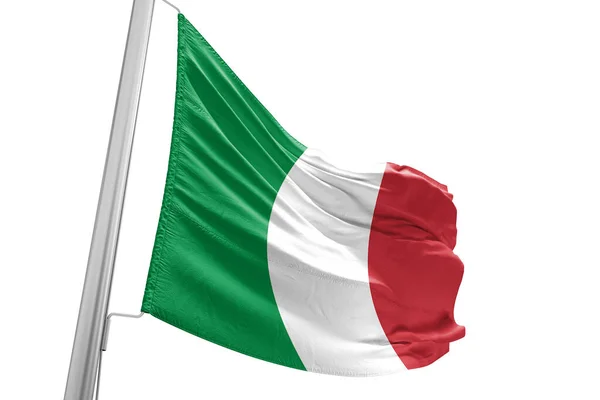 Italien Nationalflagge Stoff Weht Auf Schönen Weißen Hintergrund — Stockfoto