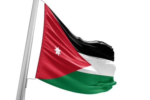 Jordanië Nationale Vlag Stof Zwaaien Mooie Witte Achtergrond — Stockfoto