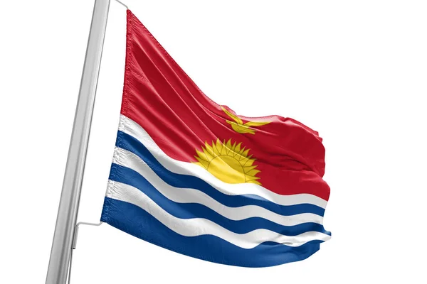 Tecido Pano Bandeira Nacional Kiribati Acenando Belo Fundo Branco — Fotografia de Stock