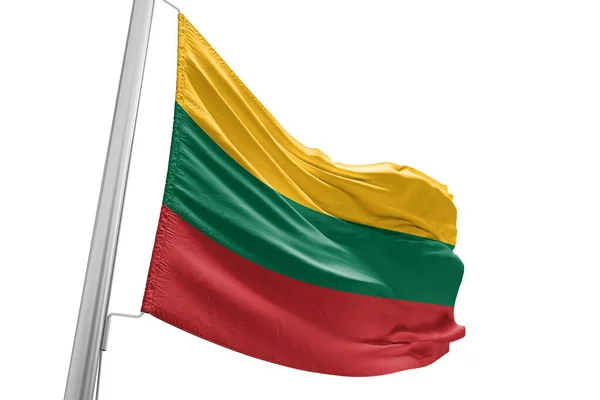 Litva Národní Vlajkové Tkaniny Vlnění Krásném Městském Pozadí — Stock fotografie