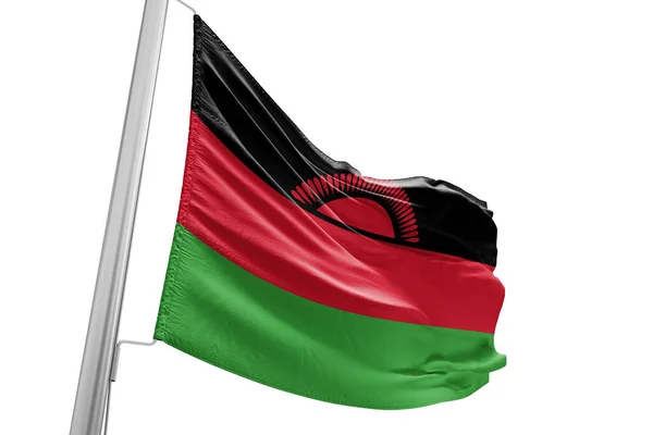 Malawi National Flag Cloth Fabric Waving Beautiful City Background — Stock Photo, Image