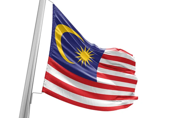 Maleisië Nationale Vlag Stof Zwaaien Mooie Stad Achtergrond — Stockfoto