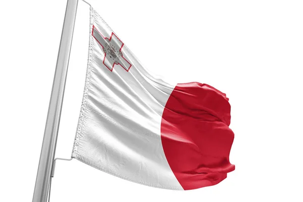 Malta Narodowa Tkanina Flagowa Macha Pięknym Tle Miasta — Zdjęcie stockowe
