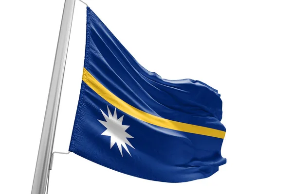 Nauru Nemzeti Zászló Szövet Integetett Gyönyörű Város Háttér — Stock Fotó